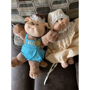 Vintage 1978,1982 Boy Cabbage Patch Doll & 1983 Blonde Puppy Koosas, Lot of 2